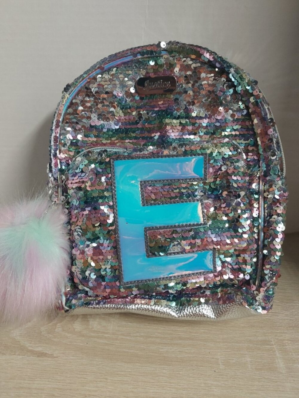 Justice Flip- sequin Backpack with Letter E